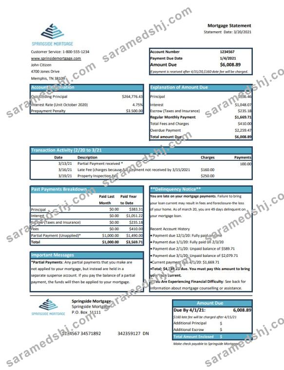 USA Springside Mortgage excel pdf